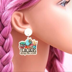 Teachers Change the World Earrings Gift for Teacher